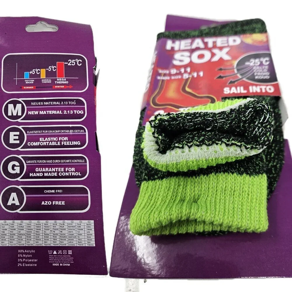 Women Heated Thermal Socks Winter Heavy Duty Crew Warm Socks Size 9-11 3-Pack